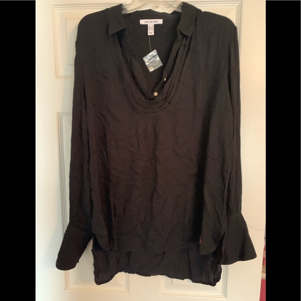 Peace Love World black tuxedo top sz 14 NWT